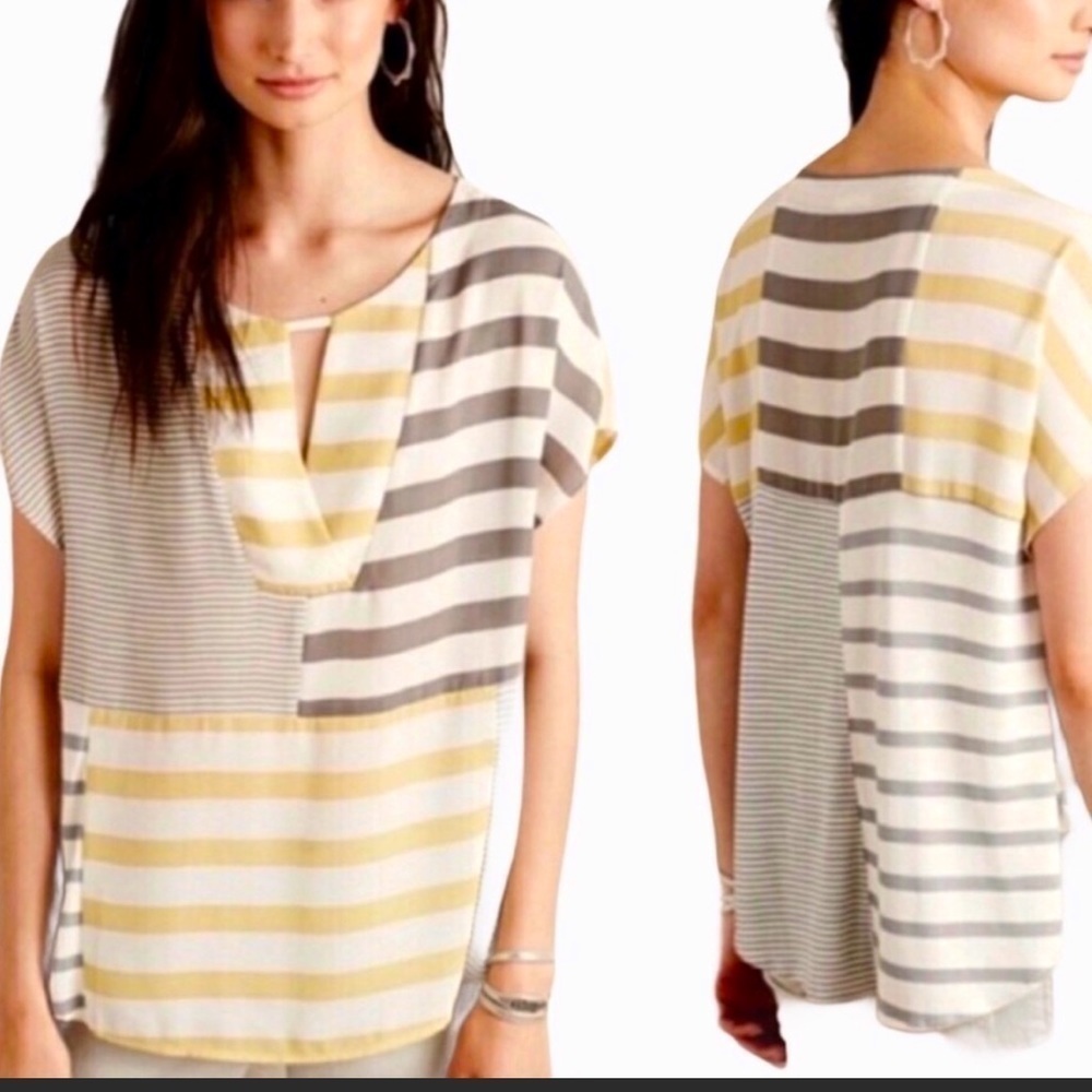 ONE September Anthropologie striped color block blouse